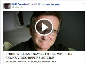 Facebook Scam Exploits Robin Williams' Death for Clicks