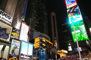 ... ticker + Hong Kong stock quotes at at Time Square in New York City