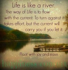 Life is like a river quote via www.Facebook.com/HappinessConvert