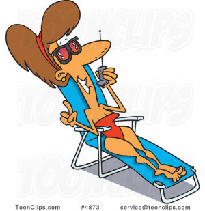 Cartoon Lady Sun Bathing and Talking on a Cell Phone #4873 by Ron ...