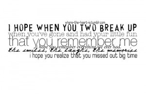 Hope Someday,I Will stop Missing You ~ Break Up Quote