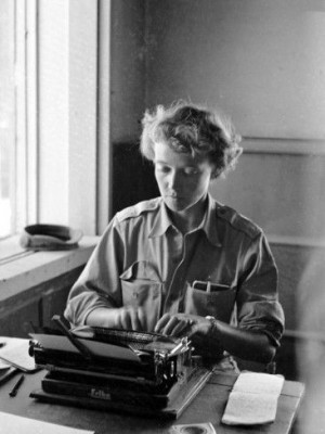 Korean War Correspondent Marguerite Higgins Typing Up a Story Premium ...