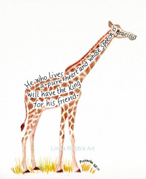 Scripture Art Giraffe Inspirational Bible Verse Print