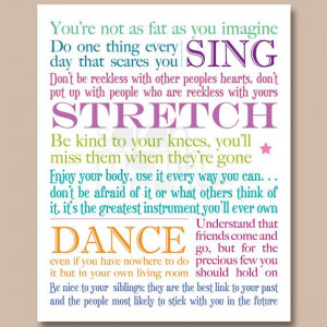 8x10 inch Lyrics Print - Baz Luhrmann - Everybody's Free To Wear ...