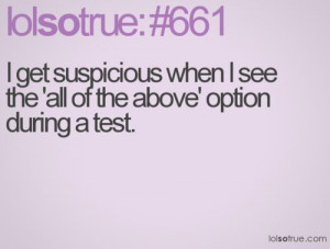 suspicious, test, pink, lolsotrue, lol so true, sotrue, quote, quotes ...