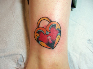 Combination key and heart tattoos
