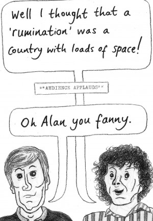 ... Alan Davies with simpleblack and white drawings and clever captions