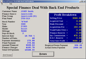 Quick Quote (Special Finance) Screen Shots