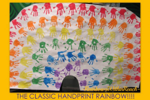 ... of: Classic Rainbow from Painted Hand Prints as Bulletin Board Cover
