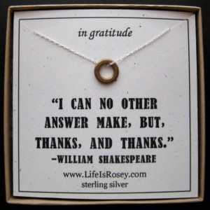 Thank You Gift - Necklace Quote Card - Thank You Card - Shakespeare ...