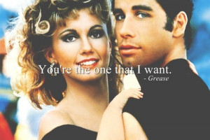 ... for this image include: grease, beautiful, couple, movie and music