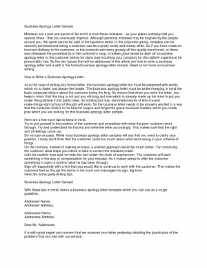 Formal Business Apology Letter Sample