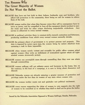 ... reasons men shouldn’t be allowed to vote