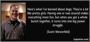 Here's what I've learned about dogs: They're a lot like pretty girls ...