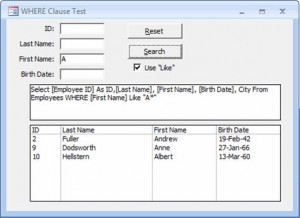 Figure 1. Test form, frmTestQuote, generates SQL expressions on the ...