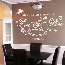 ... Bob Marley Quote Love The Life You Live Art Wall Sticker Decals Decor