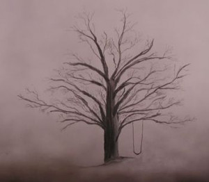 Oak Tree Without Leaves Hanging From A Limb An Empty Swing Yearns To