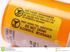 Close-up of a label on a bottle of prescription medication warning not ...