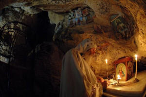 Coptic monk in the cave of St Anthony