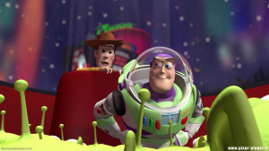 buzz, woody, and the aliens