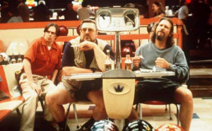 Steve Buscemi, John Goodman, and Jeff Bridges at the bowling alley.
