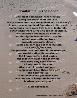 Footprints In The Sand / 11x14 Print / Inspirational Quote / Poem ...