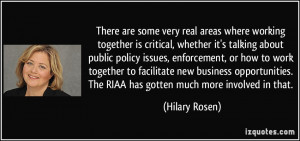 There are some very real areas where working together is critical ...