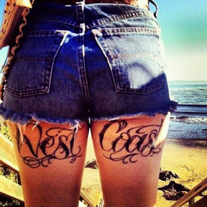 West coast script leg tattoo uncategorized