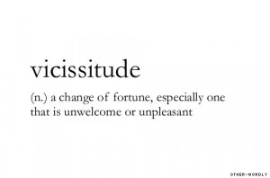 vicissitude, noun, english, origin: latin, fate, fortune, luck, bad ...