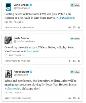 Willem Dafoe Will Play Peter Van Houten in The Fault in Our Stars ...