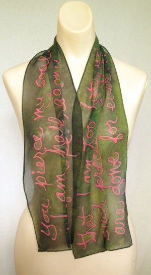 Hand Painted scarf Jane Austen Persuasion Quote Hand Painted Silk by ...