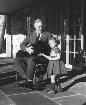 Franklin D. Roosevelt, Fala and Ruthie Bie at Hill Top Cottage in Hyde ...