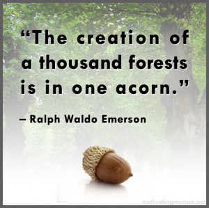 ... of a thousand forests is in one acorn.” -Ralph Waldo Emerson