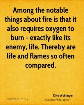 Among the notable things about fire is that it also requires oxygen to ...