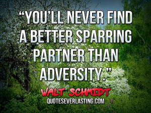 ... find a better sparring partner than adversity.” — Walt Schmidt