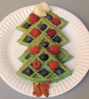 ... tree. Add fruit for the ornaments and the star. Then add bacon for the