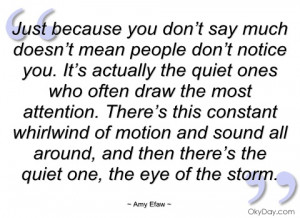 just because you don’t say much doesn’t amy efaw