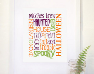 SALE: Trick or Treat Halloween Quot e Collage Print ...