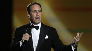 Jerry Seinfeld performs during Oprah’s farewell. Source: AP