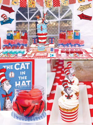 Quirky Dr. Seuss' Cat in the Hat First Birthday Party