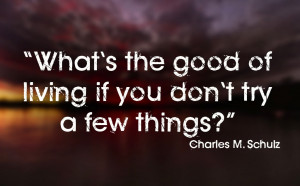 What's the good of living if you don't try a few things?”