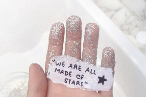 hand, quotes, sparkle, text