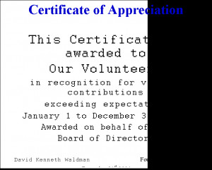 Text Box: Certificate of AppreciationThis Certificate is awarded toOur ...