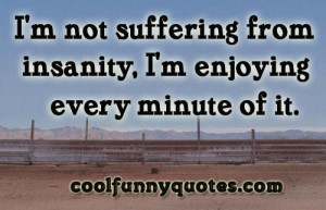 not suffering from insanity, I'm enjoying every minute of it.