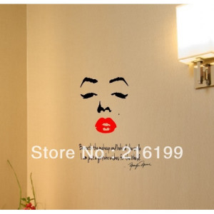 ... Monroe Wall Decal Decor Quote Face Red Lips Large Nice Sticker AM0037