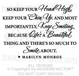 Marilyn Monroe Quote Vinyl Wall Decal Lettering Keep Smiling Life's ...