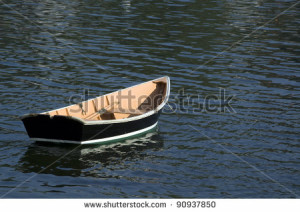 Row Boats On Water Blue water - stock photo