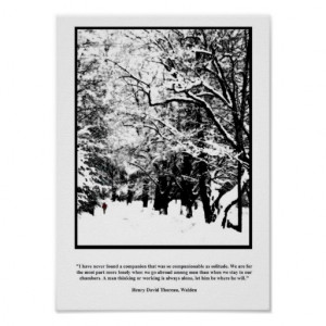 Thoreau Solitude Quote Poster - Lone Walk New Snow
