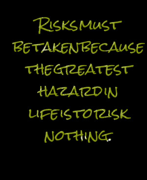 Quotes Picture: risks must be taken because the greatest hazard in ...