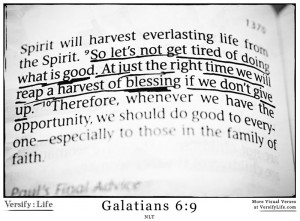 ... time we will reap a harvest of blessing if we don’t give up